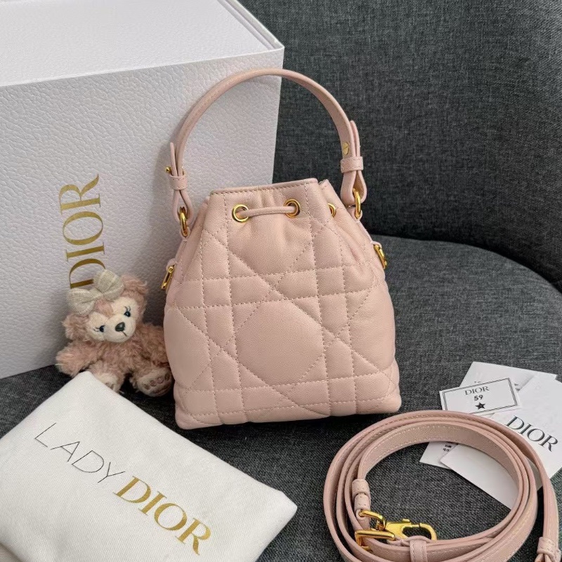 DIOR Caro 水桶包 手提包 小號 胭脂粉13.5*15.5cm 99新配件塵袋 肩帶 盒子-6