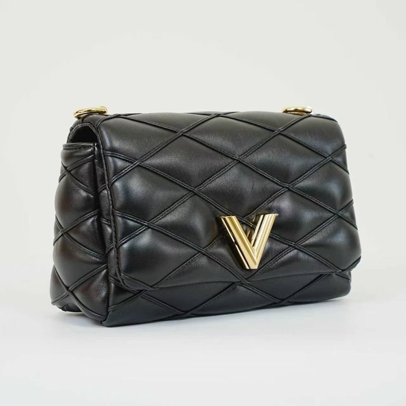 LV Pico Go-14黑金鍊條包 羊皮 23*10*16 99新配件鏡子 肩帶 盒子 塵袋-5