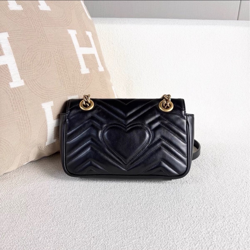 新款來啦😍99新💯Gucci古馳新款黑金Marmont馬蒙22單肩斜塊鏈條包-8