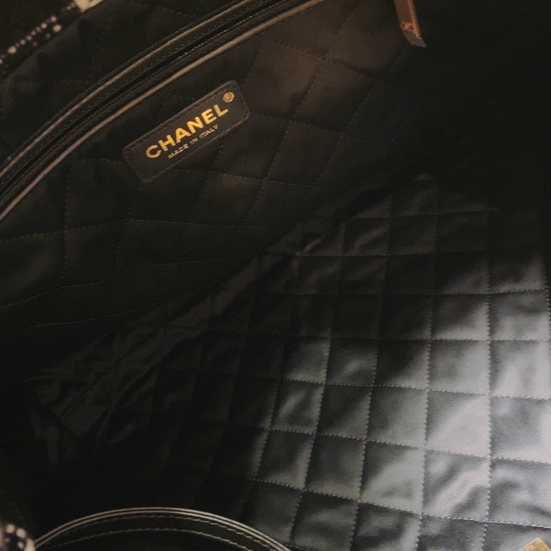 Chanel 黑金羊毛斜紋軟呢中號22bag 垃圾袋鏈條包 芯片款36x8x35cm 99新配件子袋 塵袋-2