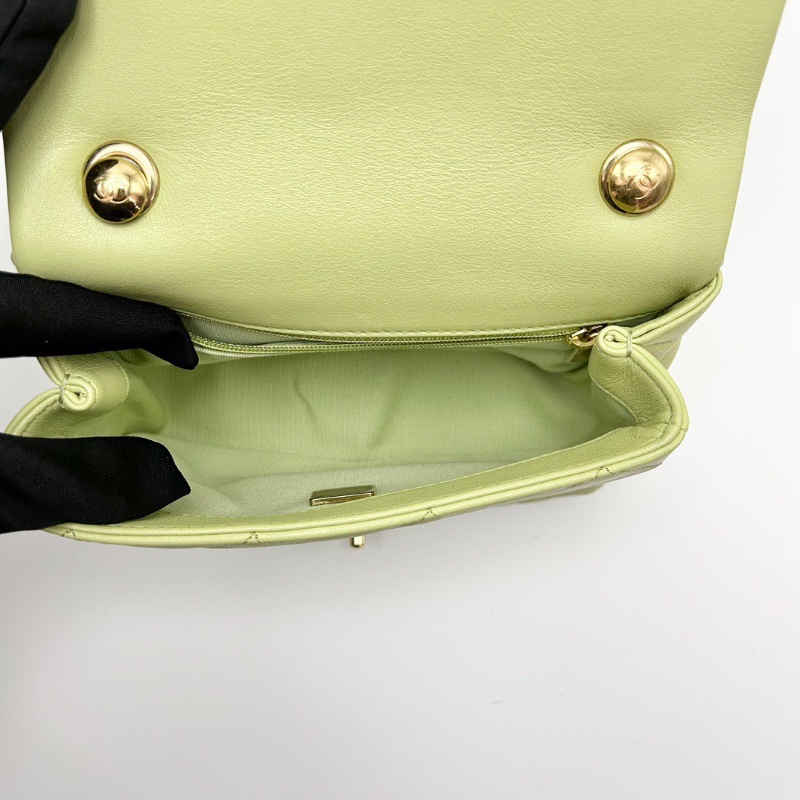 CHANEL酪梨綠圓環 手柄方胖子手提斜背包18*14*6 98新配件盒子塵袋卡冊-1