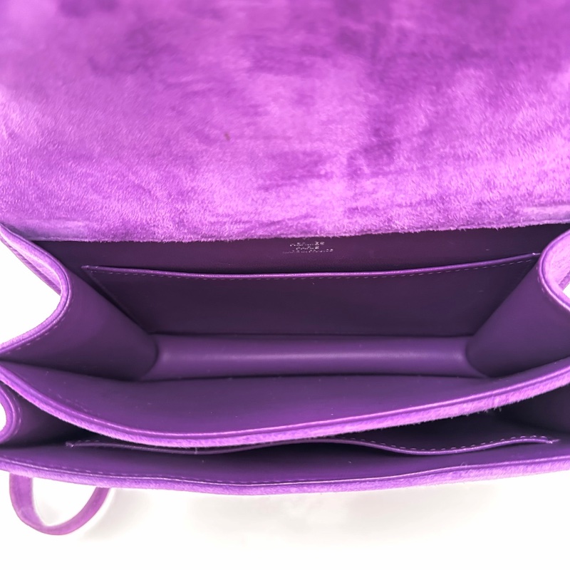 HERMES紫羅蘭色銀扣康康19肩背斜背包 19*15*4 98新配件塵袋-3