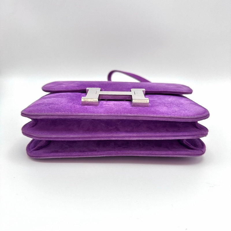 HERMES紫羅蘭色銀扣康康19肩背斜背包 19*15*4 98新配件塵袋-5