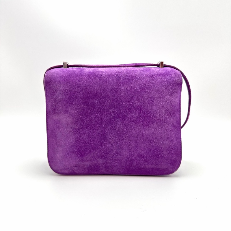 HERMES紫羅蘭色銀扣康康19肩背斜背包 19*15*4 98新配件塵袋-7