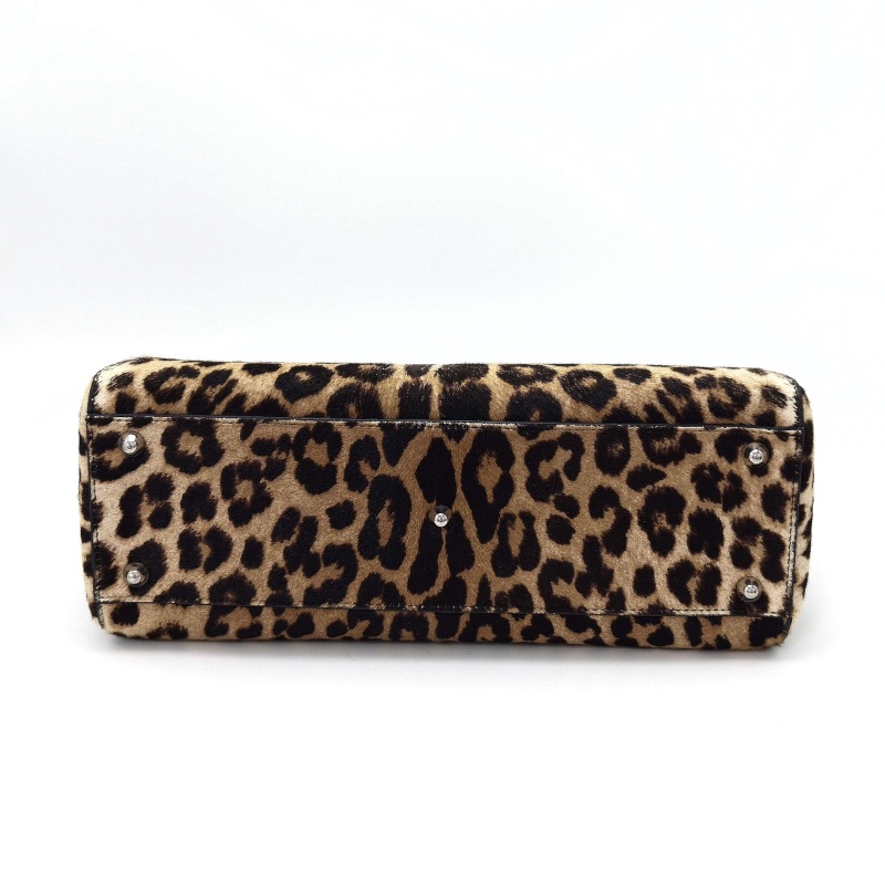 DIOR限量款馬毛豹紋七格黛妃手提肩背斜背包32*25*9 98新配件塵袋-4