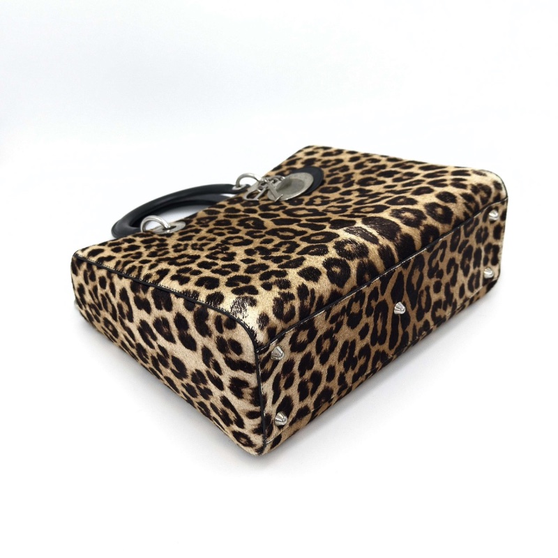 DIOR限量款馬毛豹紋七格黛妃手提肩背斜背包32*25*9 98新配件塵袋-5