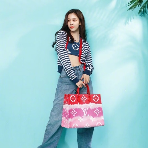 LV onthego大號胭脂紅色 漸變托特包41*32*17 99新配件塵袋