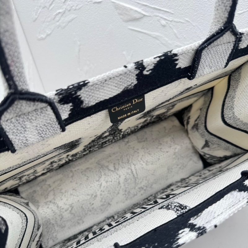 Dior booktote中號 巴黎鐵塔刺繡黑白色托特包手提包36*28*14cm 98新保卡 塵袋-3