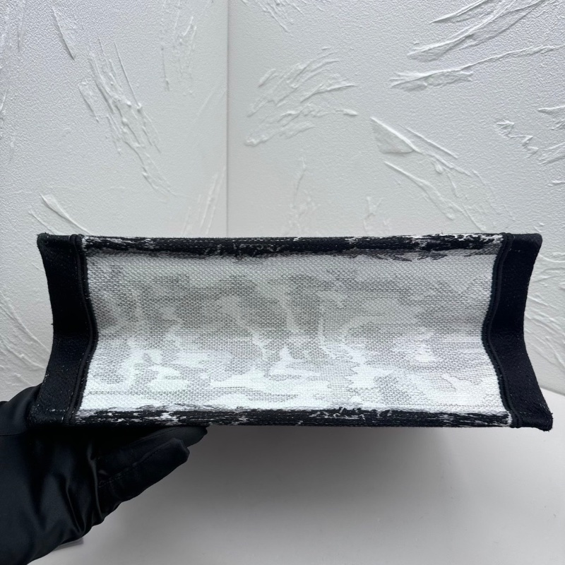 Dior booktote中號 巴黎鐵塔刺繡黑白色托特包手提包36*28*14cm 98新保卡 塵袋-5