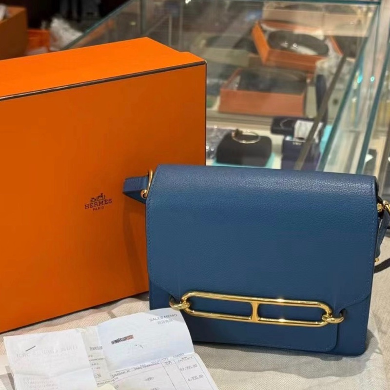 🌈Hermes💙Mini Roulis 19💙R2瑪瑙藍金扣🌈全套有單🌈98新🌈全套有單🌟Evercolor皮🌟miniroulis🌟roulismini🌟roulis🌟豬鼻子🌟愛馬仕🌟-5