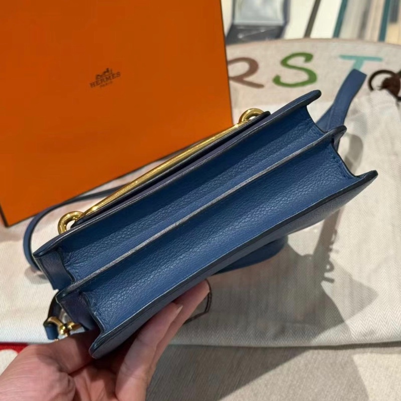 🌈Hermes💙Mini Roulis 19💙R2瑪瑙藍金扣🌈全套有單🌈98新🌈全套有單🌟Evercolor皮🌟miniroulis🌟roulismini🌟roulis🌟豬鼻子🌟愛馬仕🌟-6