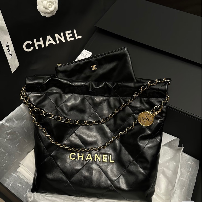 #超級甜💰 #99新全配🈶購證 香奈兒黑金22bag垃圾袋小號-7