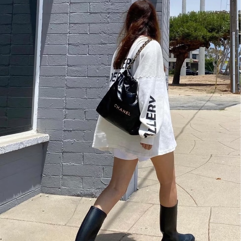 #超級甜💰 #99新全配🈶購證 香奈兒黑金22bag垃圾袋小號-12