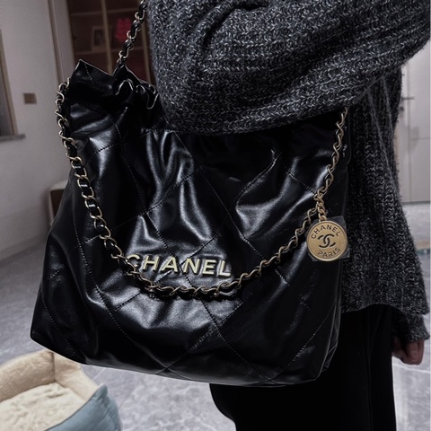 #全新全配🈶購證 #賠售割愛有緣人💕 Chanel 22bag黑金垃圾袋小號 芯片款