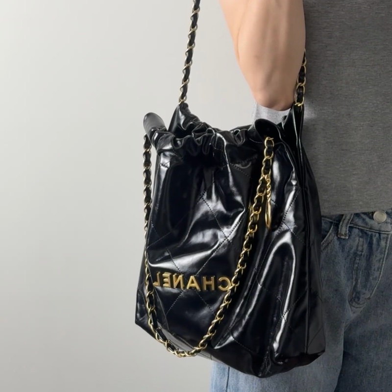 #全新全配🈶購證 #賠售割愛有緣人💕 Chanel 22bag黑金垃圾袋小號 芯片款-4