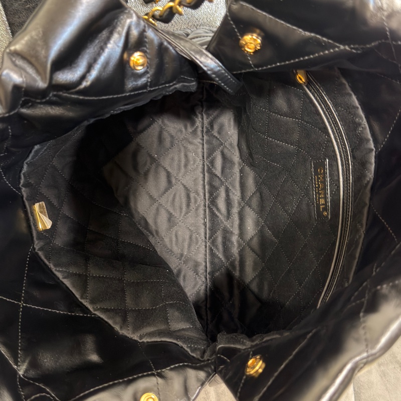 #全新全配🈶購證 #賠售割愛有緣人💕 Chanel 22bag黑金垃圾袋小號 芯片款-16