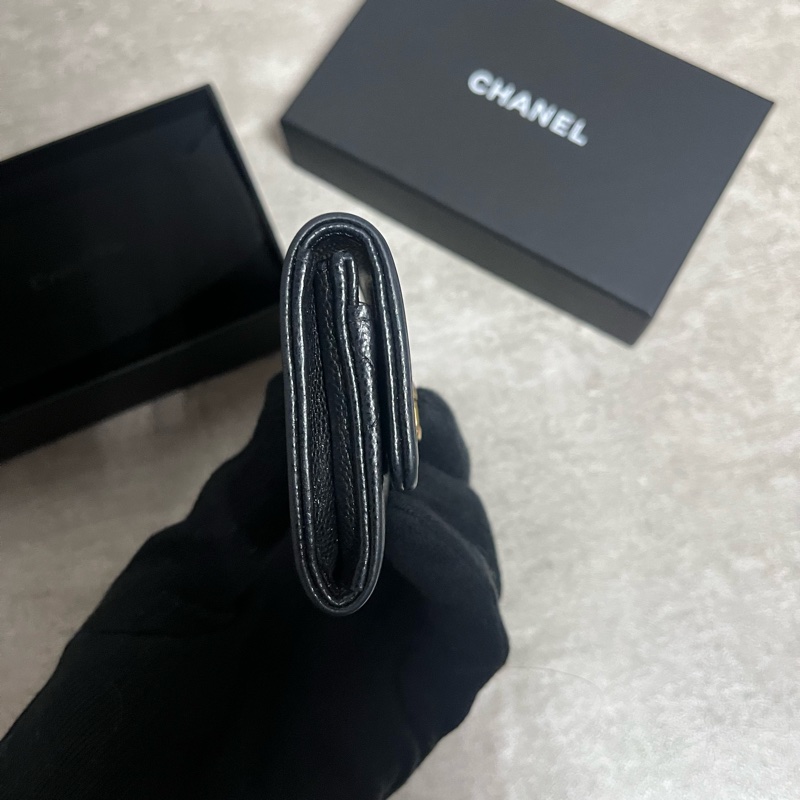 正品 Chanel boy荔枝皮黑金卡夾-2