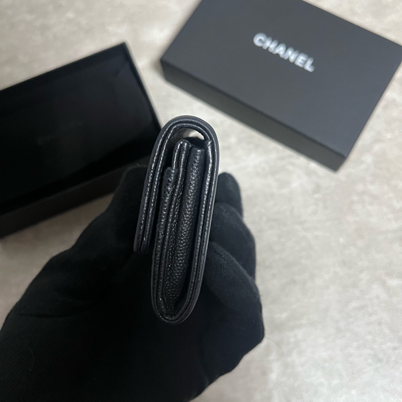 正品 Chanel boy荔枝皮黑金卡夾-3