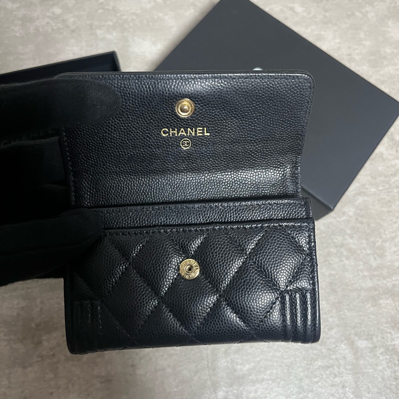 正品 Chanel boy荔枝皮黑金卡夾-7