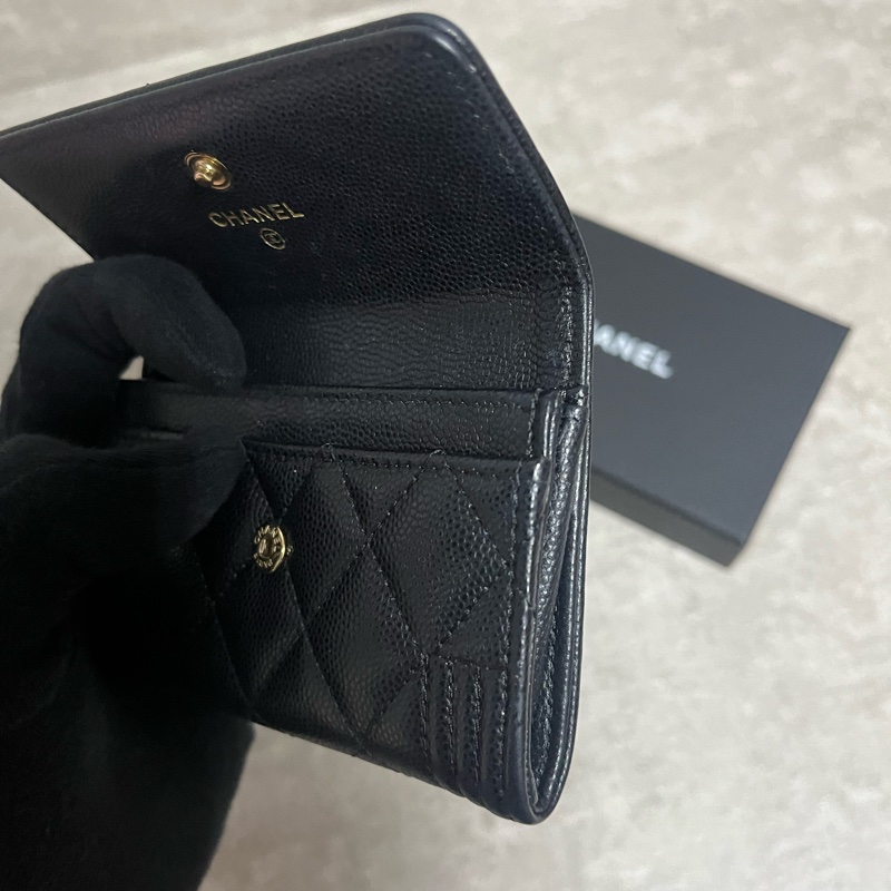 正品 Chanel boy荔枝皮黑金卡夾-9