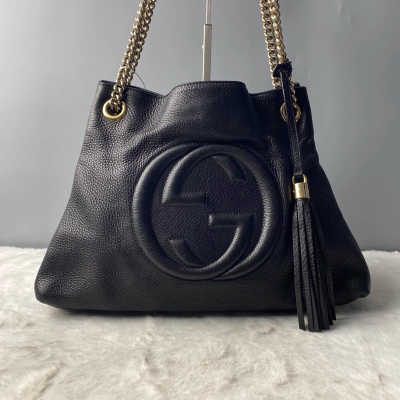 🈶購證 #超便宜💰 #荔枝皮 GUCCI SOHO流蘇包 黑淡金扣超質感✨🉑單肩🉑斜挎-8