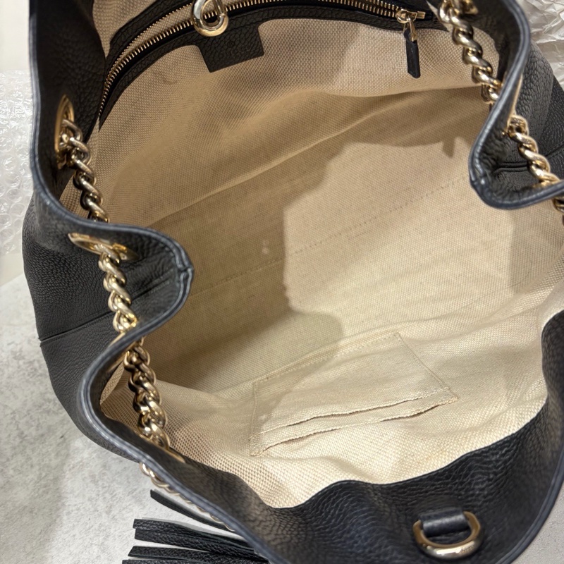 🈶購證 #超便宜💰 #荔枝皮 GUCCI SOHO流蘇包 黑淡金扣超質感✨🉑單肩🉑斜挎-16