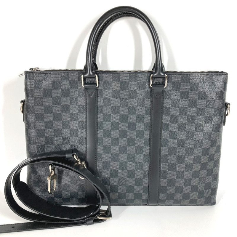 路易威登 N40024 Damier Graphite Anton 公事包，兩用包，單肩手提包，商務帆布，黑色，男女通用-0