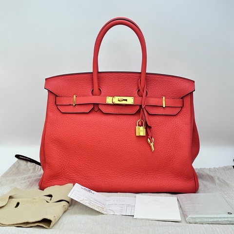 配件齊全🈶購證 #全網最甜鉑金包💰 愛馬仕芍藥紅金扣Birkin35手提包T刻
