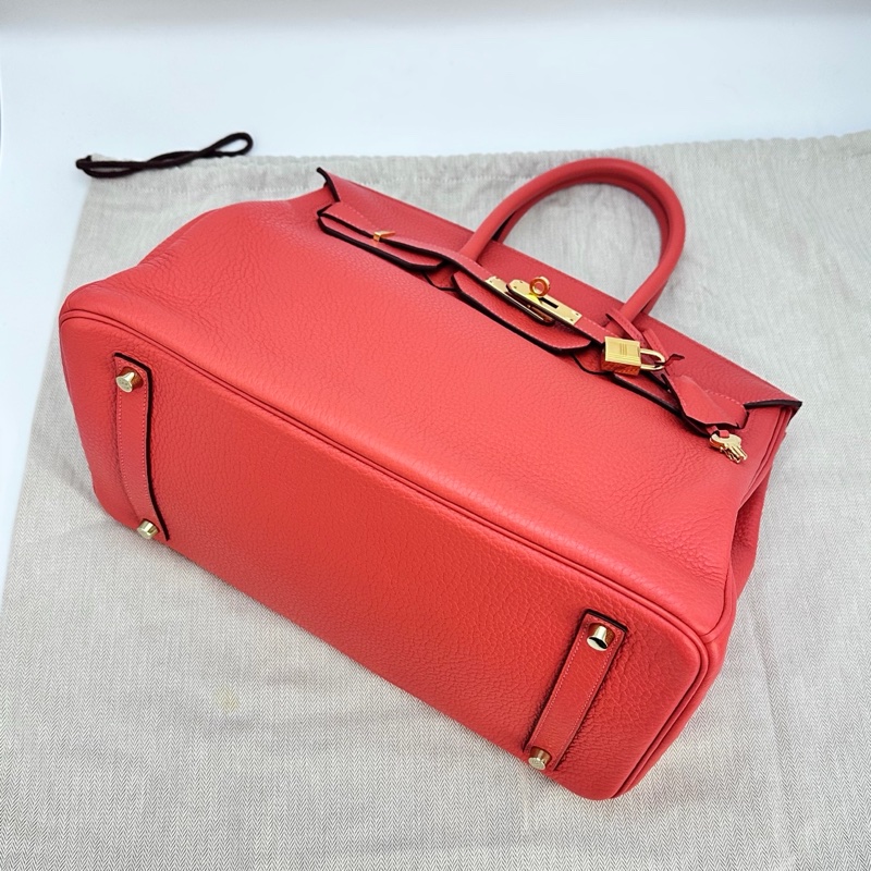 配件齊全🈶購證 #閒置🆕 愛馬仕芍藥紅金扣Birkin35手提包T刻-3