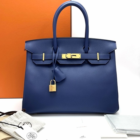 配件齊全🉑送禮 #閒置🆕 愛馬仕瑪瑙藍金扣birkin30手提包C刻