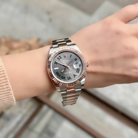 #2021年保卡 Rolex勞力士 DateJust 41半玫瑰金 溫布頓 綠羅馬 三板帶126331 3235機芯