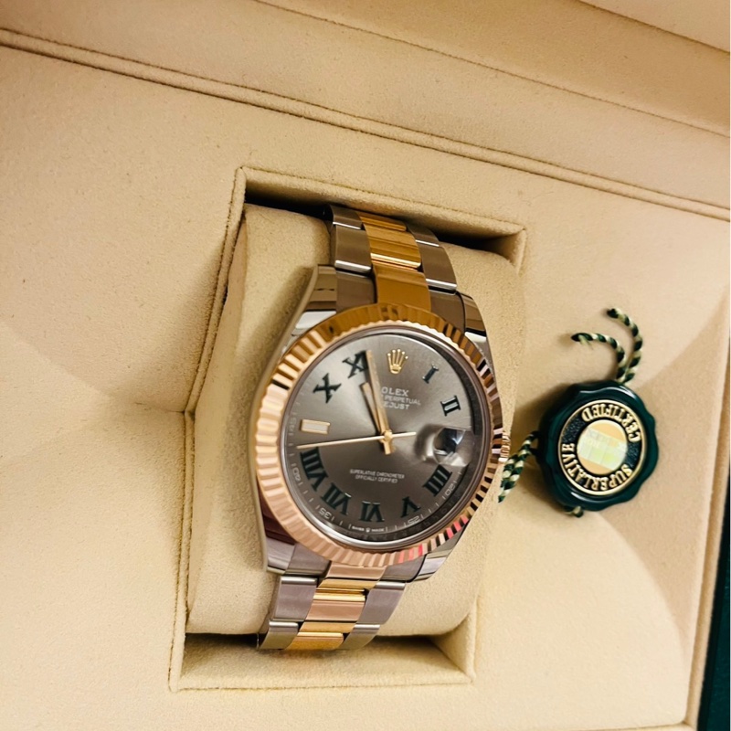 #2021年保卡 Rolex勞力士 DateJust 41半玫瑰金 溫布頓 綠羅馬 三板帶126331 3235機芯-2