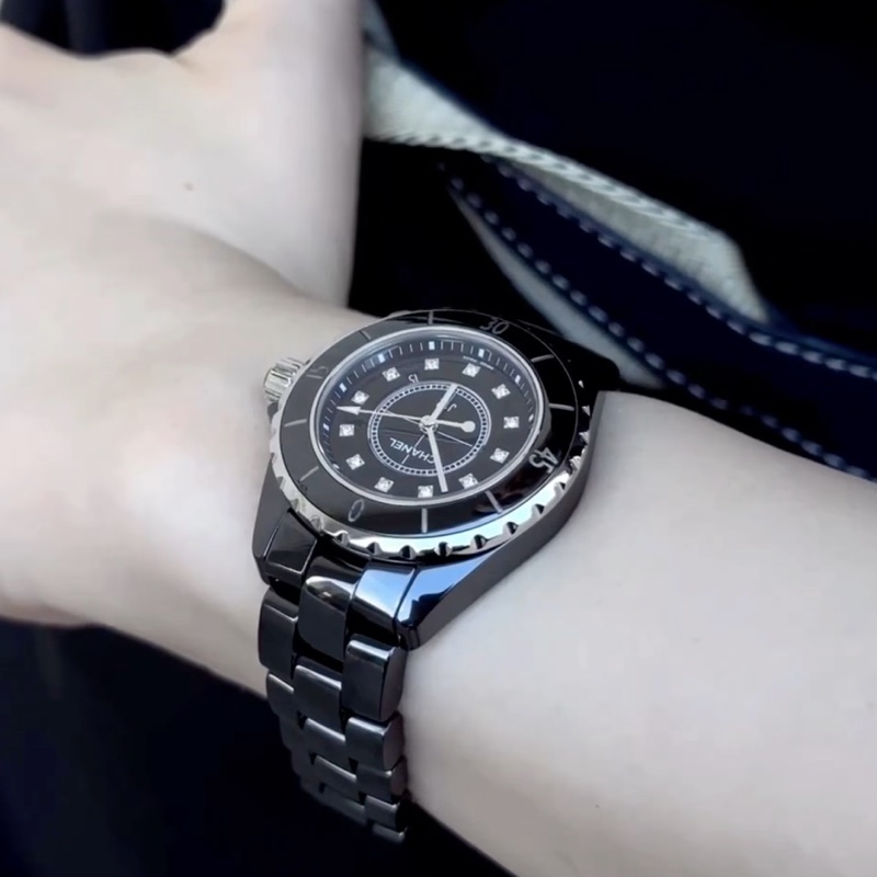 CHANEL J12 38mm黑色滿鑽自動機械錶 #專櫃快4️⃣0️⃣ #99新閒置🉑送禮 #錶帶全長-3