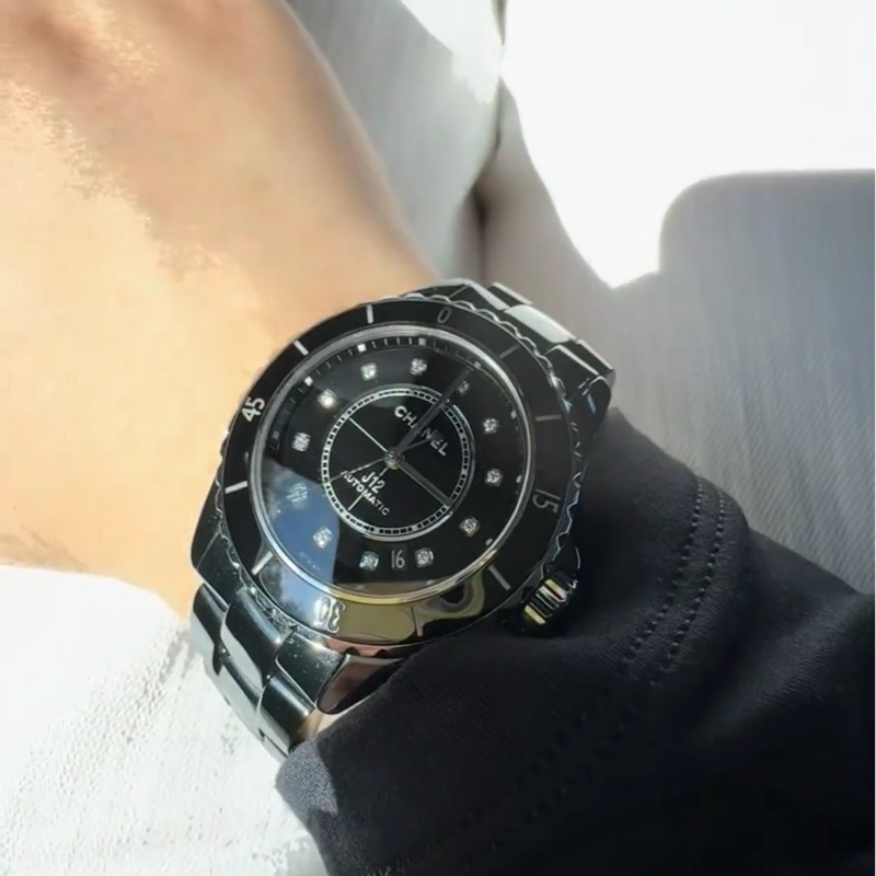 CHANEL J12 38mm黑色滿鑽自動機械錶 #專櫃快4️⃣0️⃣ #99新閒置🉑送禮 #錶帶全長-5