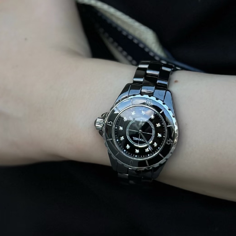 CHANEL J12 38mm黑色滿鑽自動機械錶 #專櫃快4️⃣0️⃣ #99新閒置🉑送禮 #錶帶全長-6