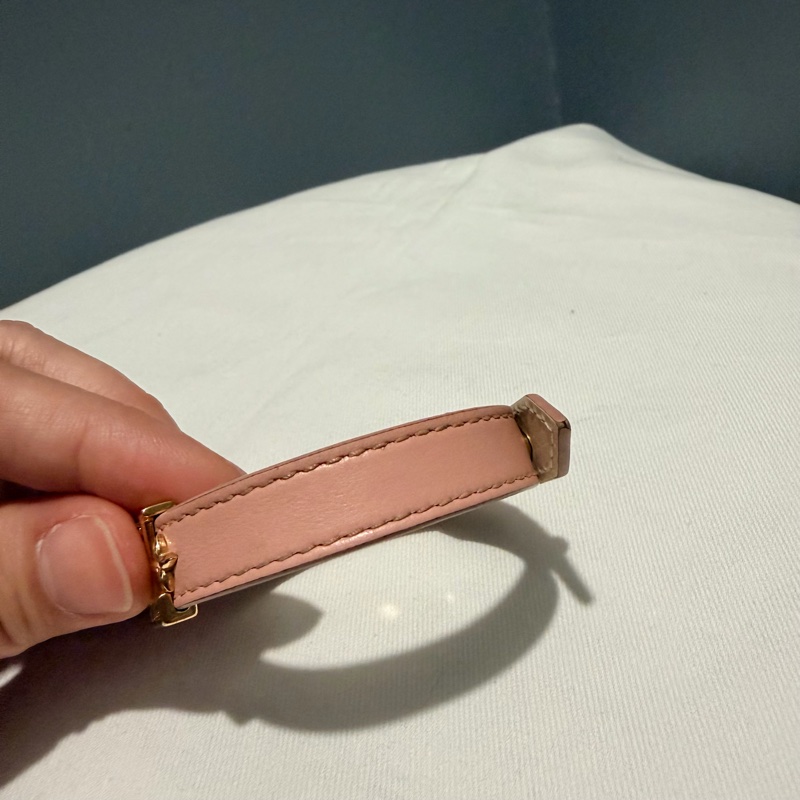 Louis Vuitton LV Iconic 皮革手環 粉 金 17-10