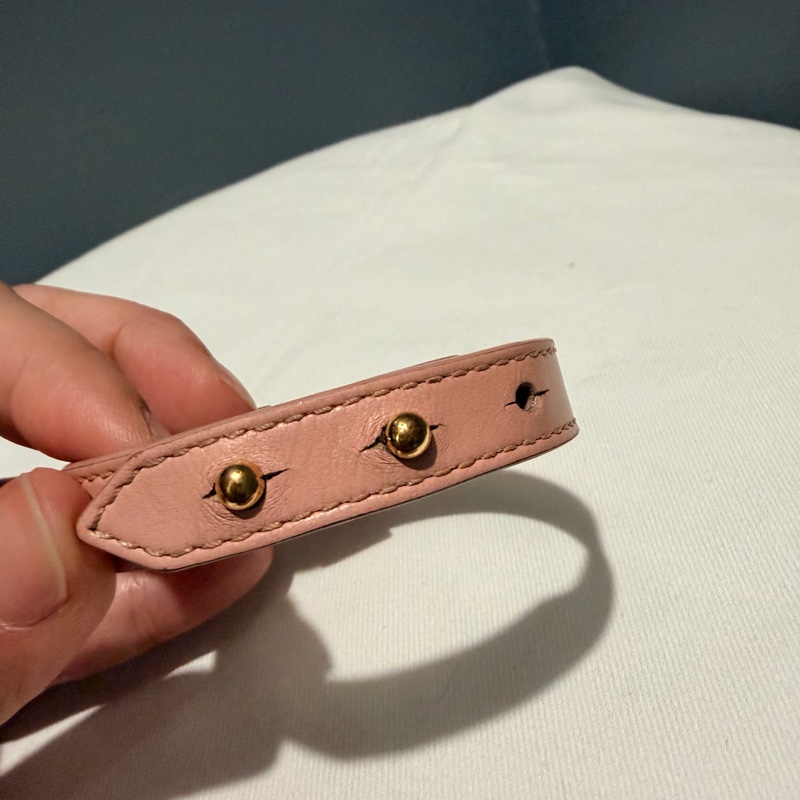 Louis Vuitton LV Iconic 皮革手環 粉 金 17-13
