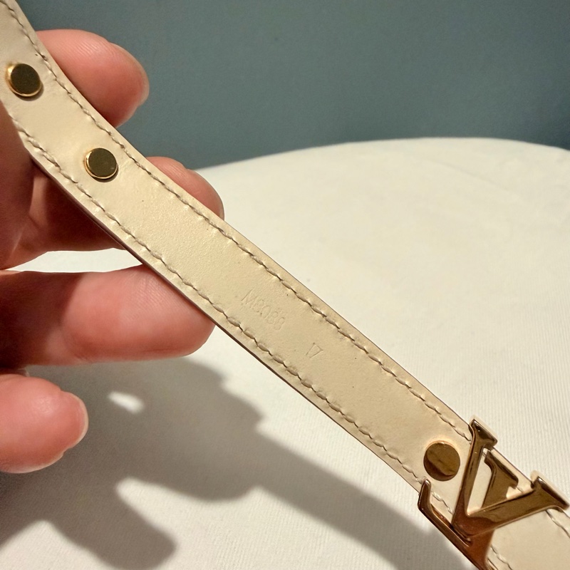 Louis Vuitton LV Iconic 皮革手環 粉 金 17-17