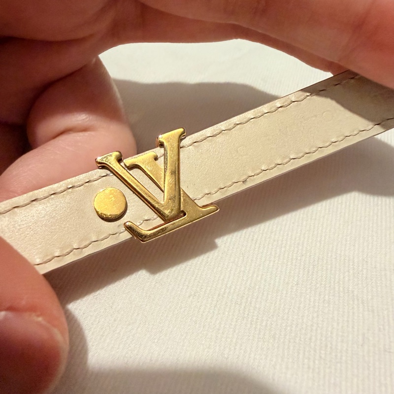 Louis Vuitton LV Iconic 皮革手環 粉 金 17-19