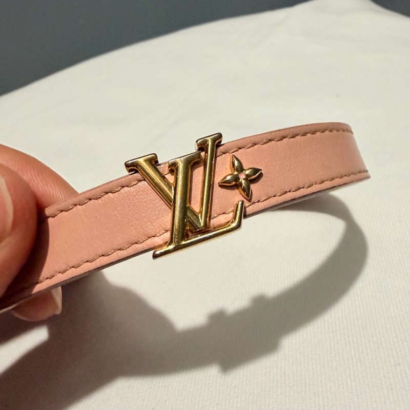 Louis Vuitton LV Iconic 皮革手環 粉 金 17-26