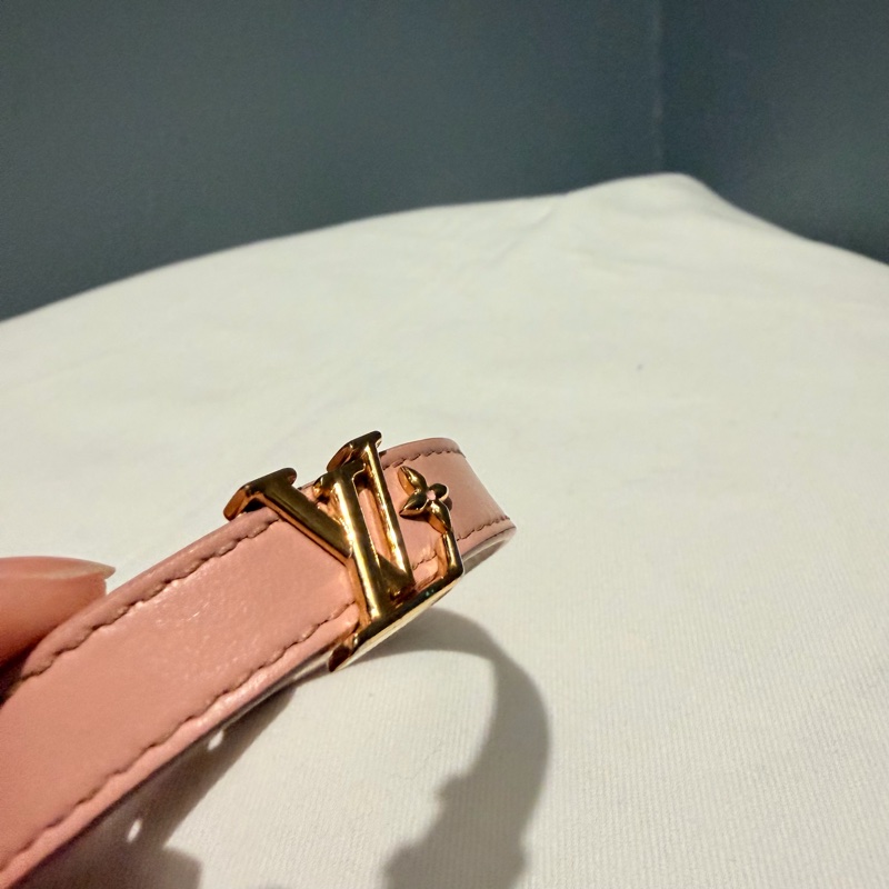 Louis Vuitton LV Iconic 皮革手環 粉 金 17-29
