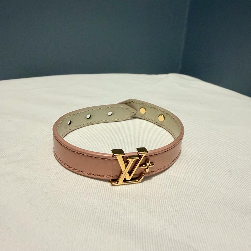 Louis Vuitton LV Iconic 皮革手環 粉 金 17-31