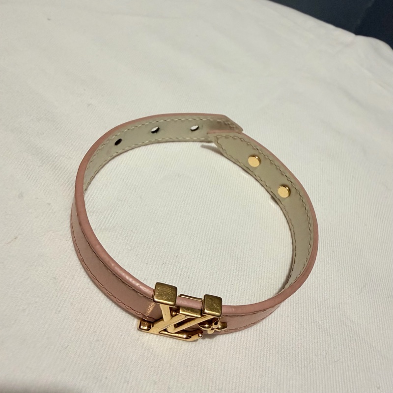 Louis Vuitton LV Iconic 皮革手環 粉 金 17-33