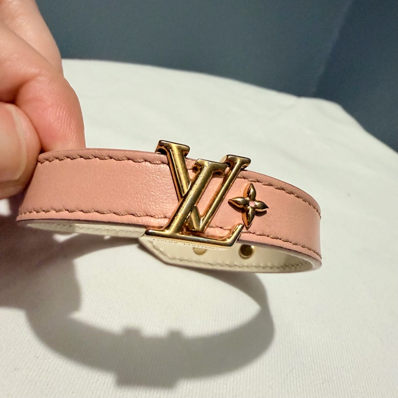 Louis Vuitton LV Iconic 皮革手環 粉 金 17-34