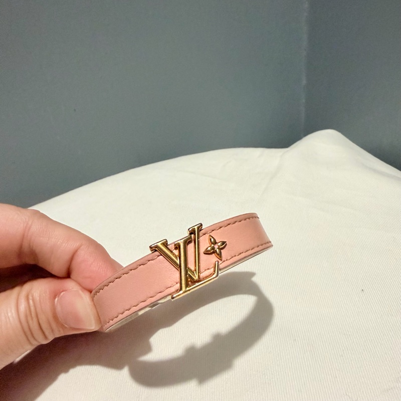 Louis Vuitton LV Iconic 皮革手環 粉 金 17-37