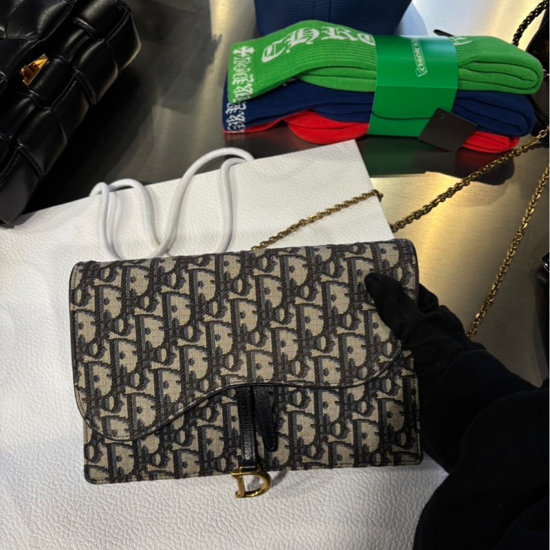 Dior Oblique 老花鏈條手拿包 肩背包 WOC-1