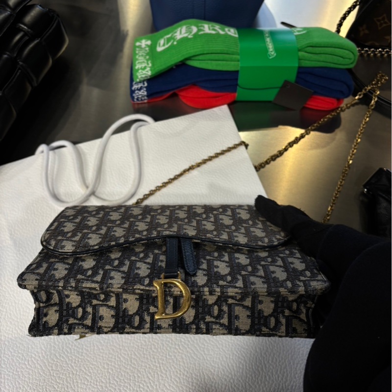 Dior Oblique 老花鏈條手拿包 肩背包 WOC-4