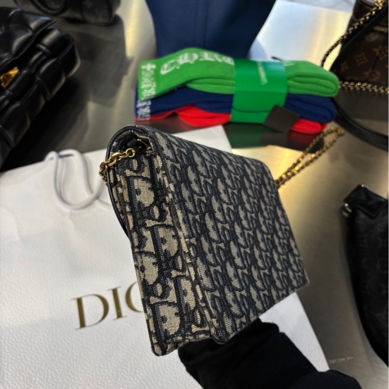 Dior Oblique 老花鏈條手拿包 肩背包 WOC-6