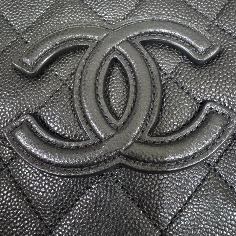 Chanel 23P 黑色荔枝牛皮大LOGO馬鞍包 AS3867-6