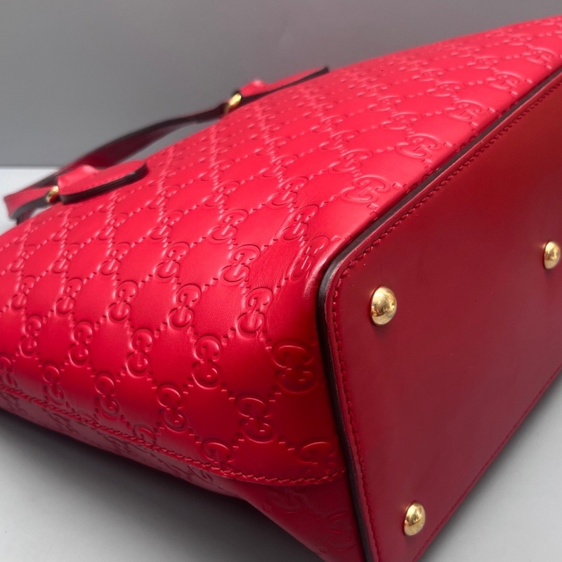 GUCCI 古馳 紅色壓花托特包 尺寸29*27 附件：肩帶-3